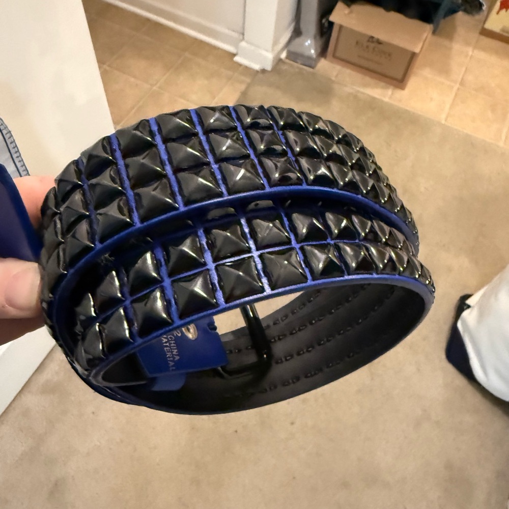 Stylish Black and Blue Studded Belt